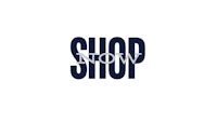 the word shop is shown on a white background