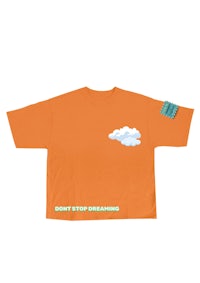 an orange t - shirt with a cloud on it